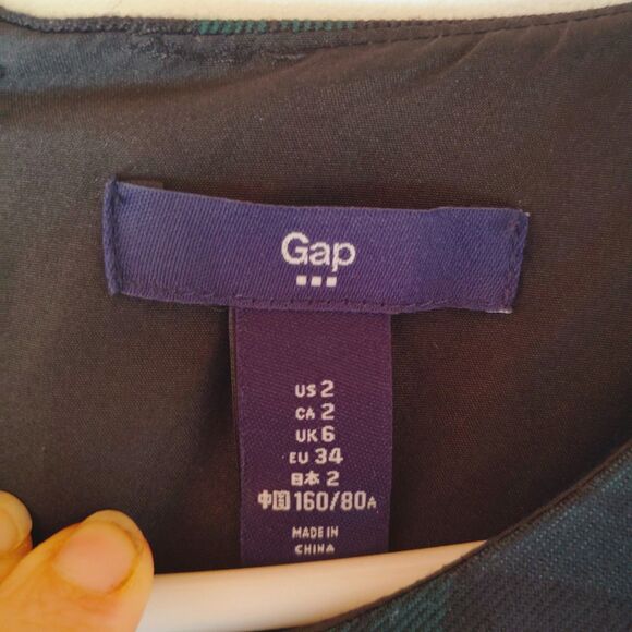 Gap Black Green Plaid Tartan Shift Dress 2 Holiday - Picture 2 of 4